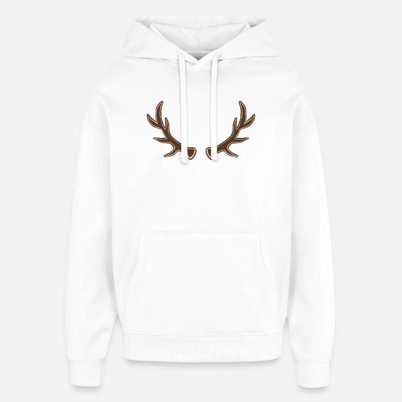 Rustic Antler Silhouette - Oversized Unisex Hoodie by Stanley/Stella - white