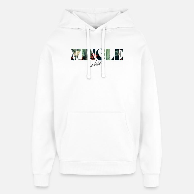 Jungle chic Tropical Lettrage - Sweat à capuche unisexe Stanley/Stella Oversized - blanc