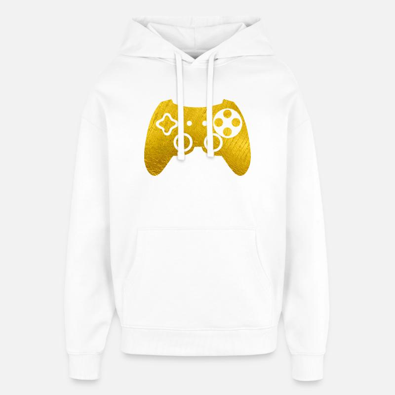 Manette de jeu dorée - Sweat à capuche unisexe Stanley/Stella Oversized - blanc