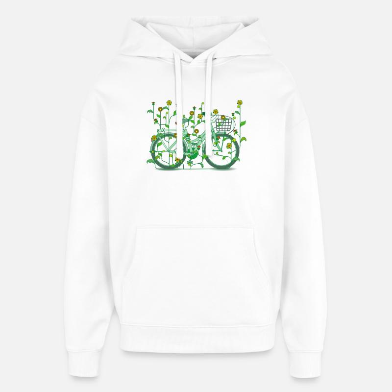 Vélo floral - Bloomy Bicycle - Sweat à capuche unisexe Stanley/Stella Oversized - blanc
