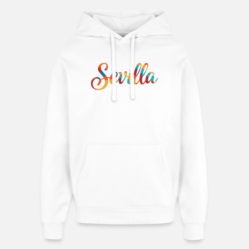 Sevilla Regenbogen Script - Oversized Unisex Hoodie von Stanley/Stella - Weiß