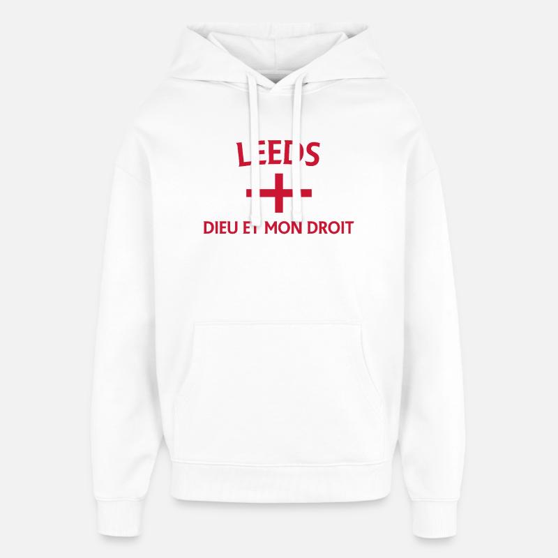 Conception du drapeau croisé de Leeds - Sweat à capuche unisexe Stanley/Stella Oversized - blanc