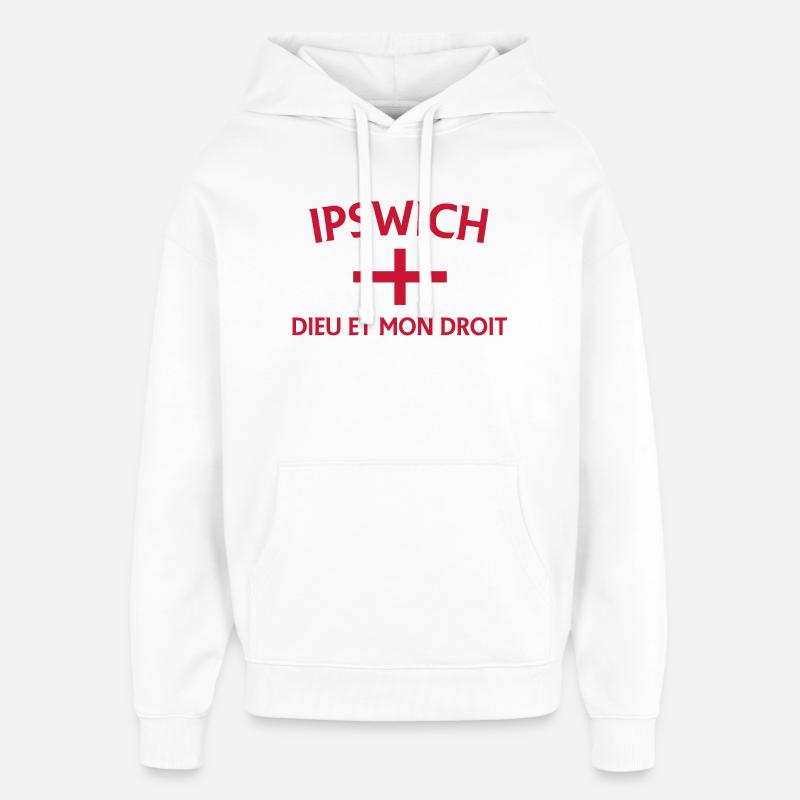 Drapeau héraldique d’Ipswich - Sweat à capuche unisexe Stanley/Stella Oversized - blanc