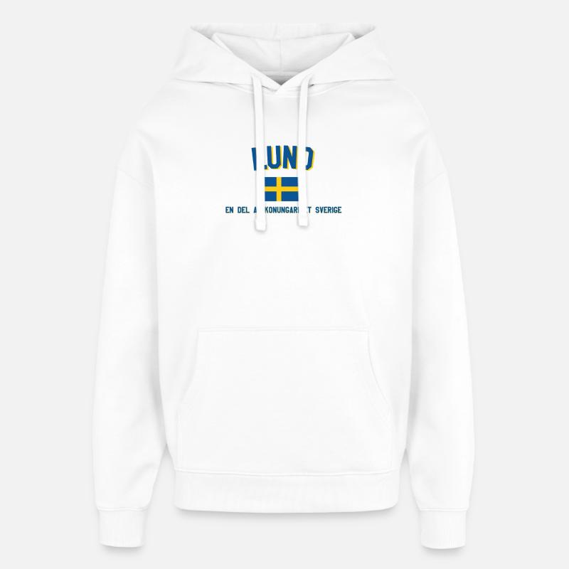 Lund et le drapeau suédois - Sweat à capuche unisexe Stanley/Stella Oversized - blanc