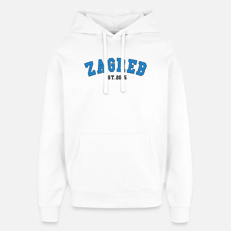 Zagreb Est.2005 - Sweat à capuche unisexe Stanley/Stella Oversized - blanc