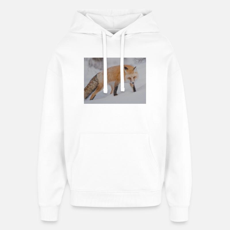 Renard des neiges Pixel Art - Sweat à capuche unisexe Stanley/Stella Oversized - blanc