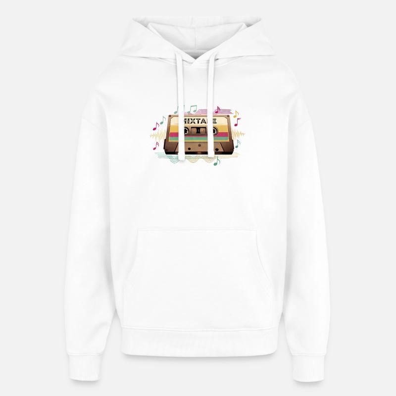 Retro Mixtape NeonNotes - Oversized Unisex Hoodie von Stanley/Stella - Weiß