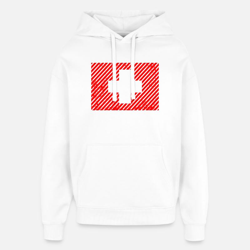 Drapeau suisse rétro - Sweat à capuche unisexe Stanley/Stella Oversized - blanc