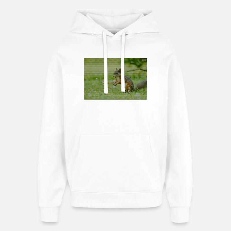 Squirrel Forest Pattern - Oversized Unisex Hoodie by Stanley/Stella - white