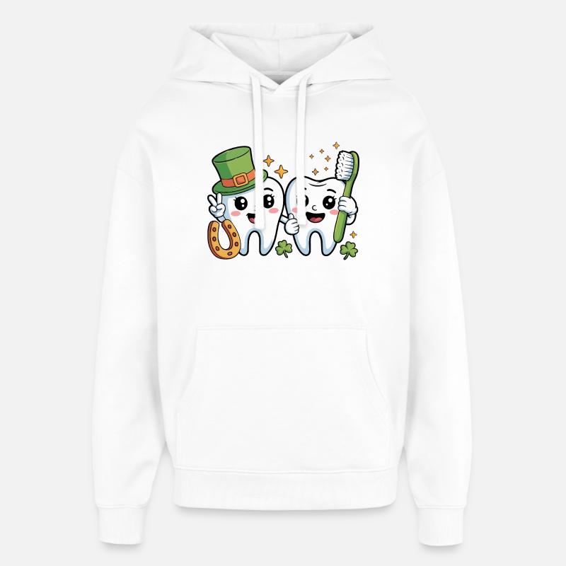 Drôle de dentiste St Patricks Day - Sweat à capuche unisexe Stanley/Stella Oversized - blanc