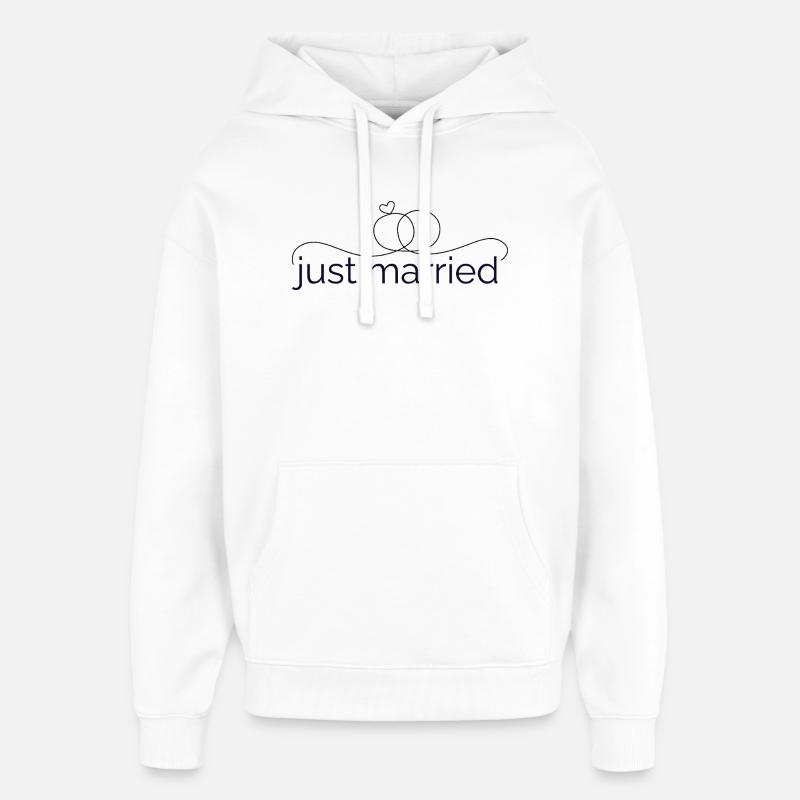 Frisch verheiratet - Liniendesign mit Trauring! - Oversized Unisex Hoodie von Stanley/Stella - Weiß