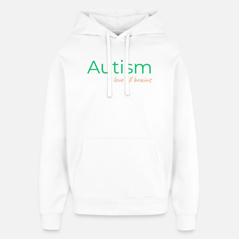 Autisme - Aimez tous les cerveaux - Sweat à capuche unisexe Stanley/Stella Oversized - blanc