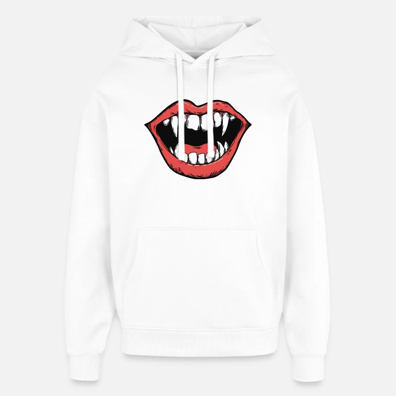 vampire mouth, sharp teeth, bite - Oversized Unisex Hoodie by Stanley/Stella - white