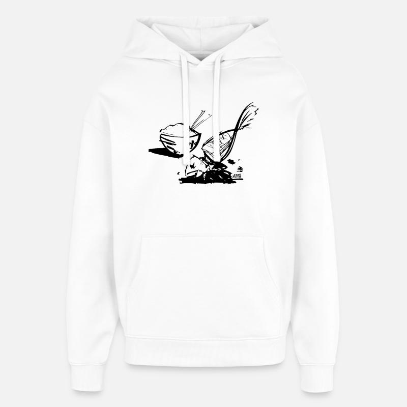 Poisson et riz - Sweat à capuche unisexe Stanley/Stella Oversized - blanc
