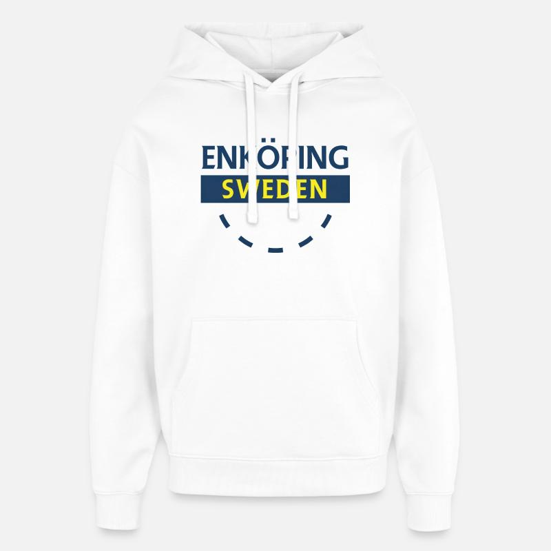 Enköping Suède Emblème - Sweat à capuche unisexe Stanley/Stella Oversized - blanc