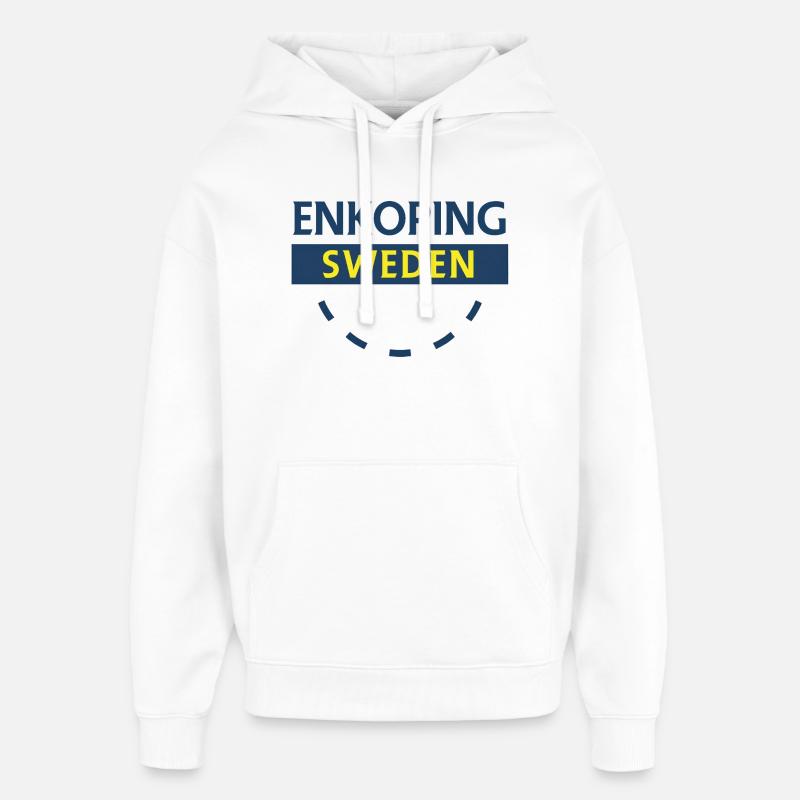 Enköping Suède Panneau de la ville - Sweat à capuche unisexe Stanley/Stella Oversized - blanc