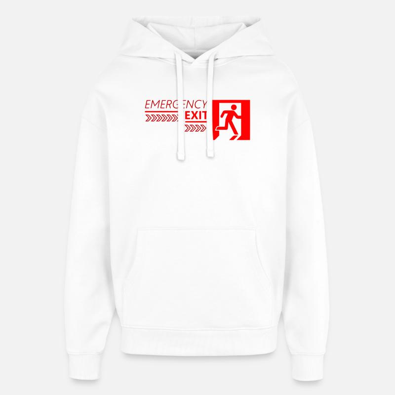 Emergency EXIT Red Flag - Sweat à capuche unisexe Stanley/Stella Oversized - blanc