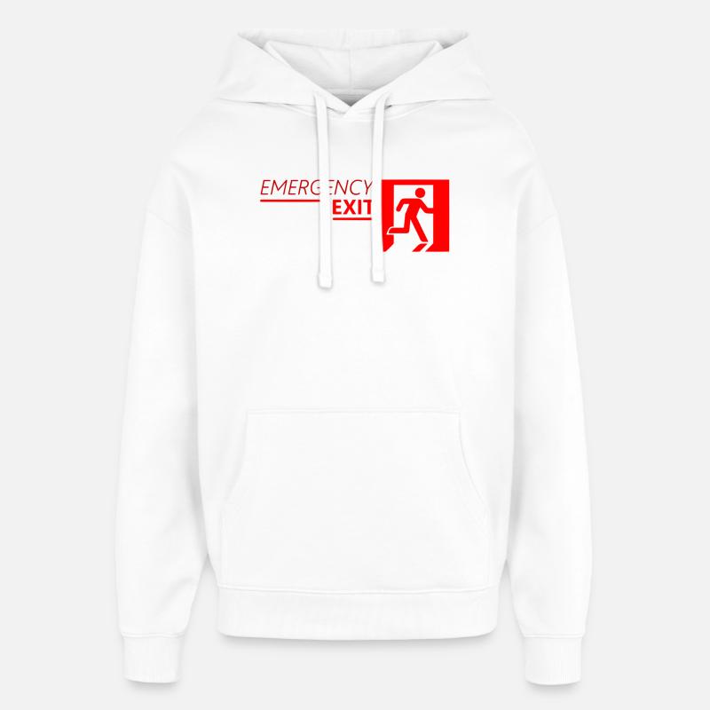 Emergency EXIT Classic Red - Oversized Unisex Hoodie by Stanley/Stella - white