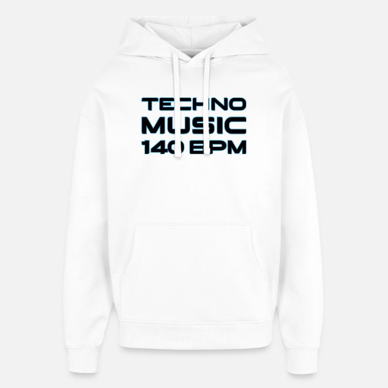 Techno Neon 140 BPM - Sweat à capuche unisexe Stanley/Stella Oversized - blanc