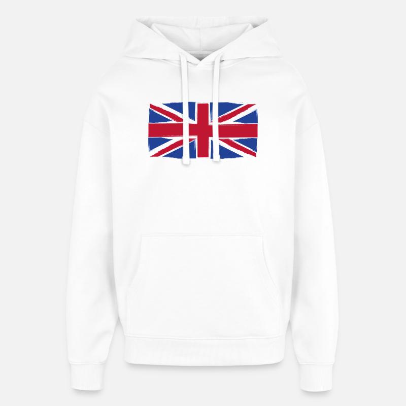 Art du drapeau Grunge Union Jack - Sweat à capuche unisexe Stanley/Stella Oversized - blanc