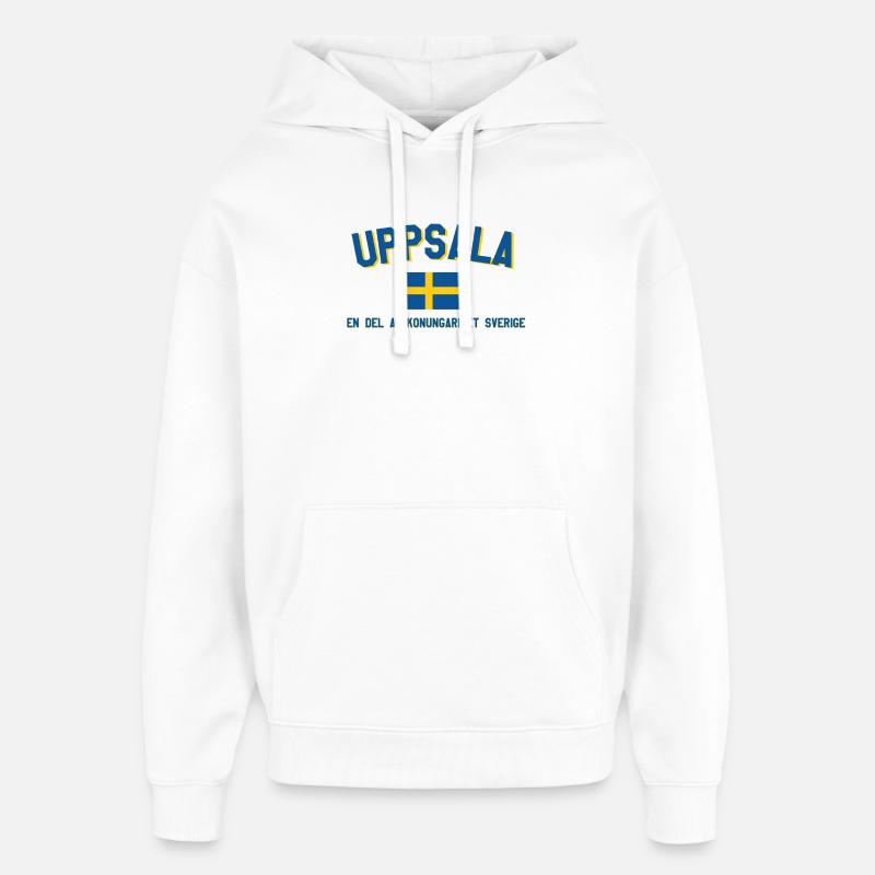 Logo d’Uppsala avec drapeau - Sweat à capuche unisexe Stanley/Stella Oversized - blanc