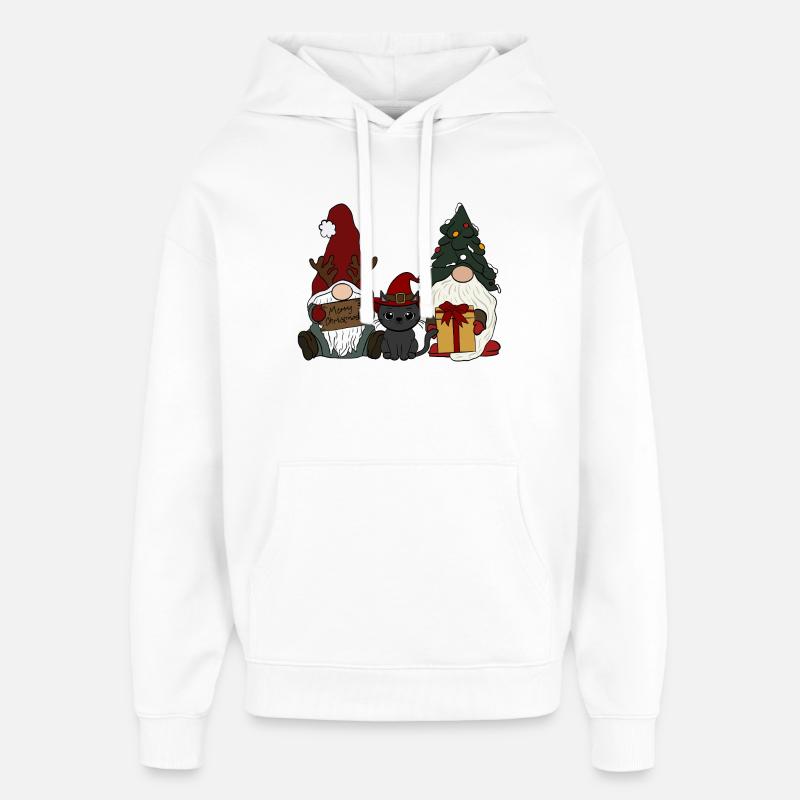 Gnome avec chat - Sweat à capuche unisexe Stanley/Stella Oversized - blanc