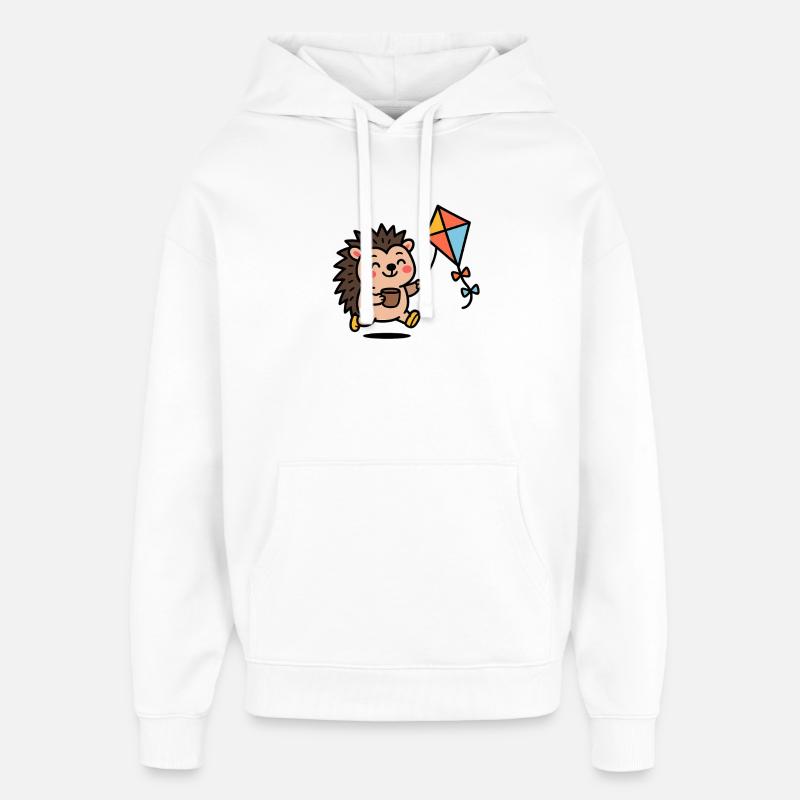 Hérisson avec cerf-volant et tasse - Sweat à capuche unisexe Stanley/Stella Oversized - blanc