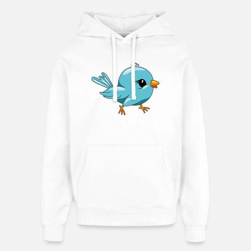 Oiseau bleu heureux mignon - Sweat à capuche unisexe Stanley/Stella Oversized - blanc