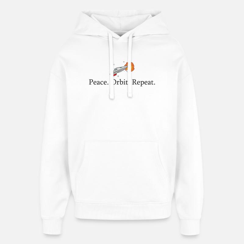 Peace Orbit Repeat Rocket - Oversized Unisex Hoodie by Stanley/Stella - white