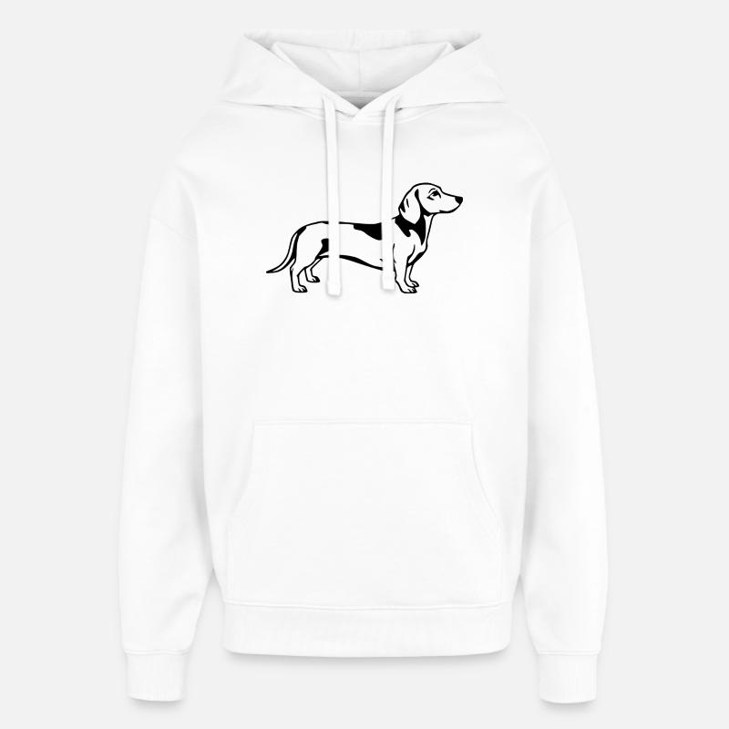 Teckel noir - Sweat à capuche unisexe Stanley/Stella Oversized - blanc