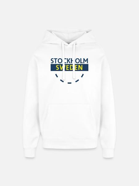Stockholm Sweden Bold Text - Oversized Unisex Hoodie by Stanley/Stella - white