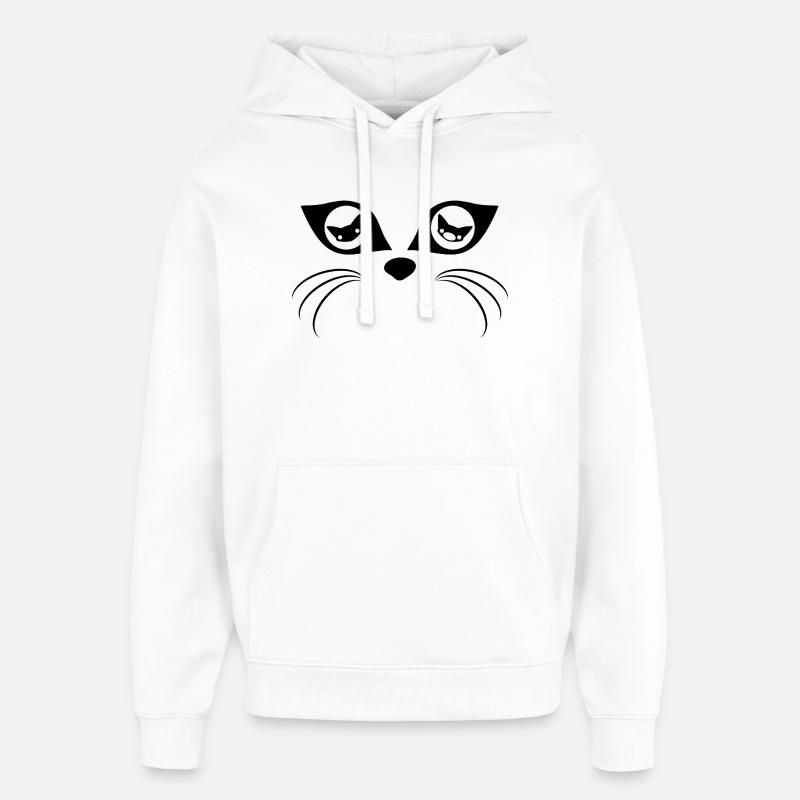 Yeux de chat (noir) - Sweat à capuche unisexe Stanley/Stella Oversized - blanc