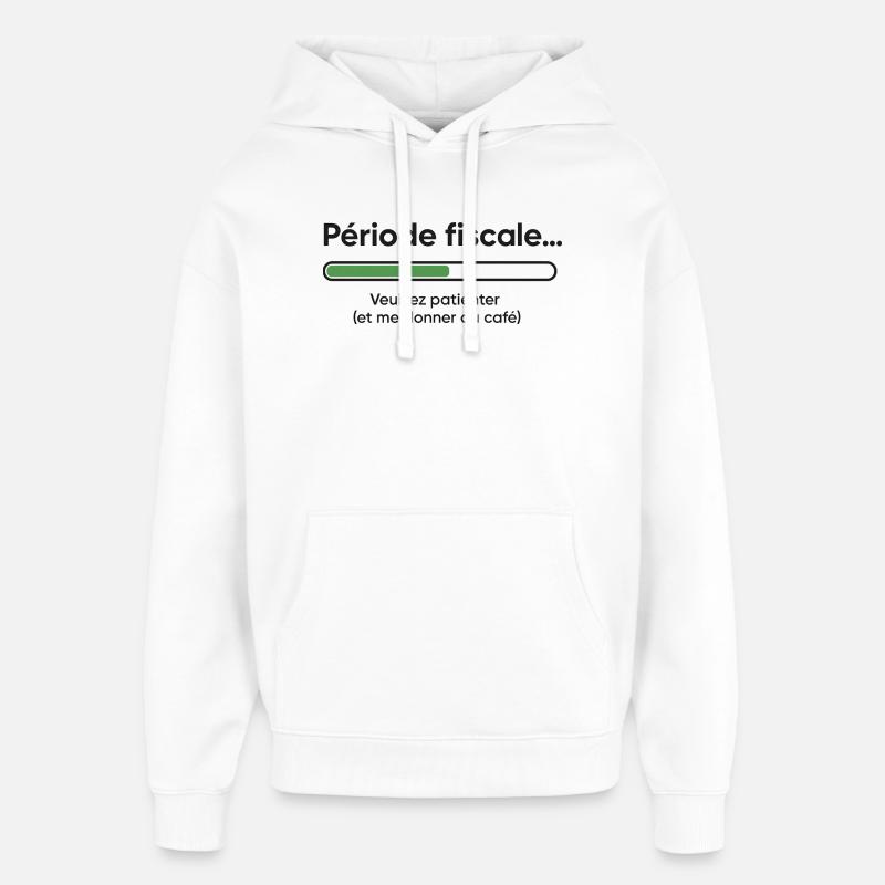 Fiscal period: slow loading, fast coffee - Oversized Unisex Hoodie by Stanley/Stella - white