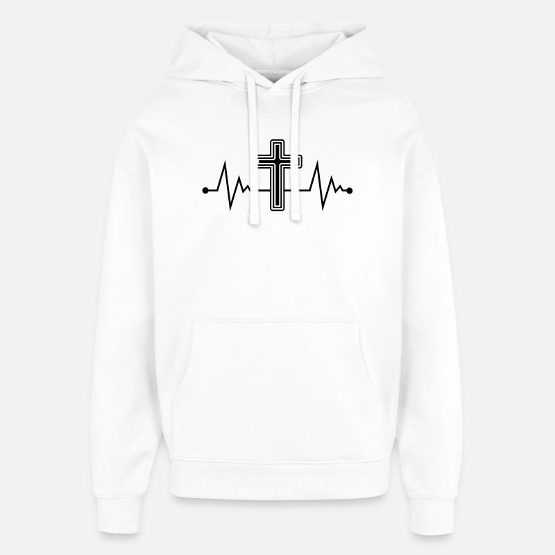 Symbole de la croix - Sweat à capuche unisexe Stanley/Stella Oversized - blanc