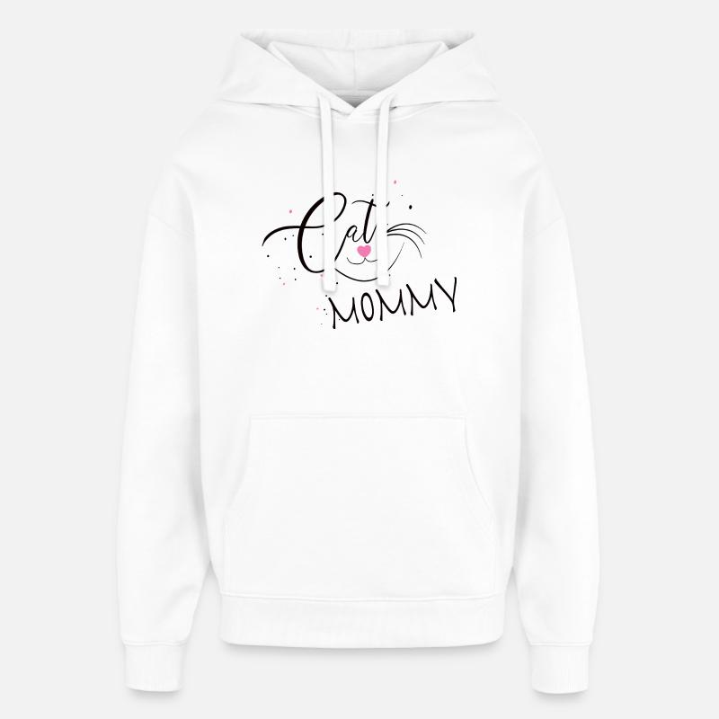 Dessin de cœur de maman chat - Sweat à capuche unisexe Stanley/Stella Oversized - blanc