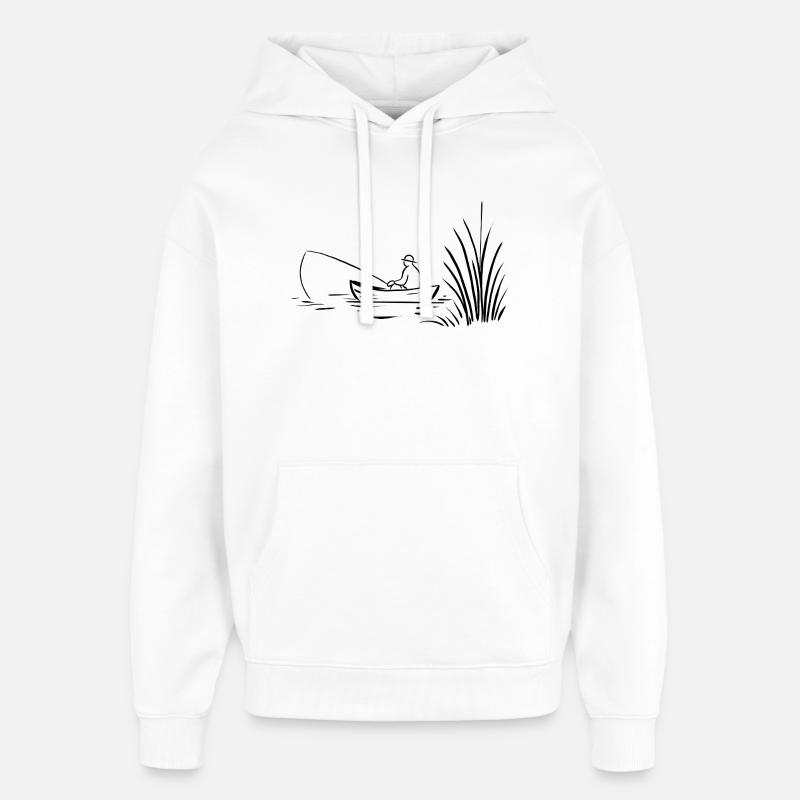 Pêcheur en bateau au lac - Sweat à capuche unisexe Stanley/Stella Oversized - blanc