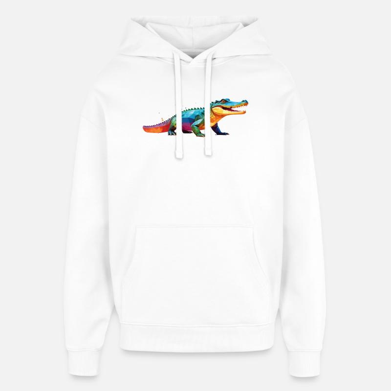 kroko_poly4 - Sweat à capuche unisexe Stanley/Stella Oversized - blanc