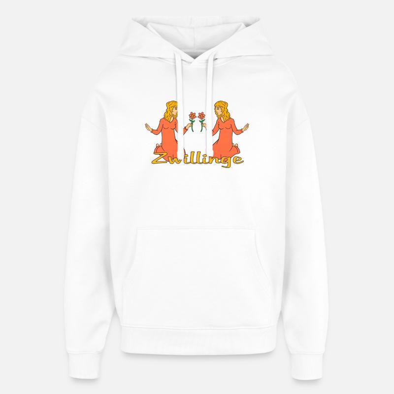 Sternzeichen Zwillinge mit einer Blume - Oversized Unisex Hoodie von Stanley/Stella - Weiß