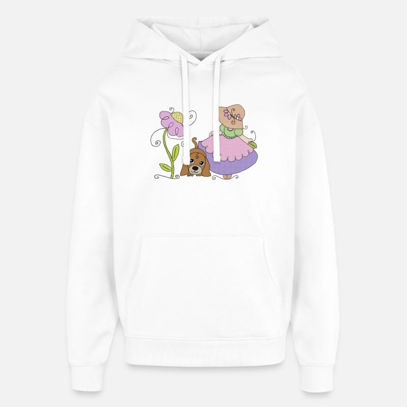 Maedchen_mit_Hund - Sweat à capuche unisexe Stanley/Stella Oversized - blanc