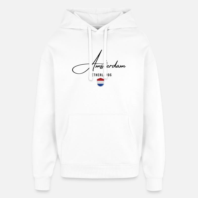 Amsterdam Pays-Bas, j’adore Amsterdam - Sweat à capuche unisexe Stanley/Stella Oversized - blanc