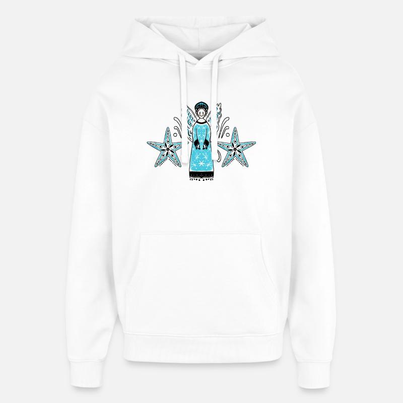 Ange turquoise avec cadre étoile - Sweat à capuche unisexe Stanley/Stella Oversized - blanc