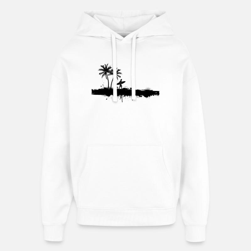 Surfeur Silhouette de Palm Beach - Sweat à capuche unisexe Stanley/Stella Oversized - blanc