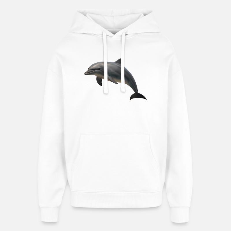 Dauphin aux ombres douces - Sweat à capuche unisexe Stanley/Stella Oversized - blanc