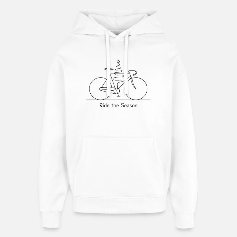 Dessin saisonnier du trait de vélo - Sweat à capuche unisexe Stanley/Stella Oversized - blanc