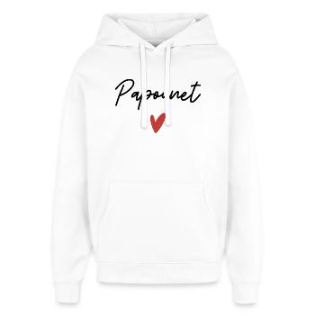 Papounet coeur idée cadeau  - Sweat à capuche unisexe Stanley/Stella Oversized - blanc - Devant - AI Model Female 172 light (172cm) & AI Model Male 185 light (185cm)