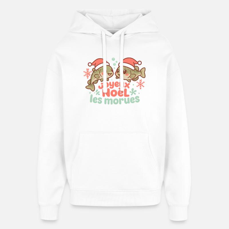 Morues de Noël rigolotes - Sweat à capuche unisexe Stanley/Stella Oversized - blanc