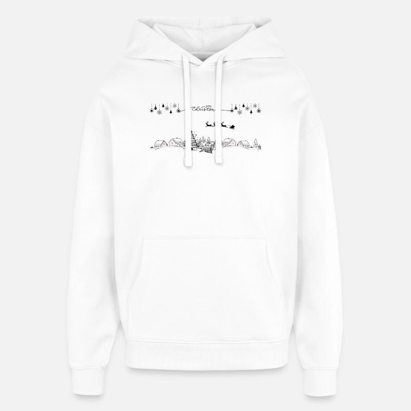 Winterliches Häuserpanorama Linienzeichnung - Oversized Unisex Hoodie von Stanley/Stella - Weiß