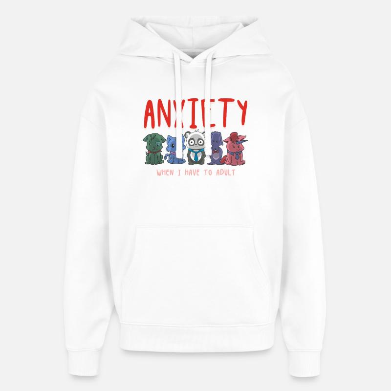 Anxiety Squad : Animaux mignons : Lutte adulte - Sweat à capuche unisexe Stanley/Stella Oversized - blanc