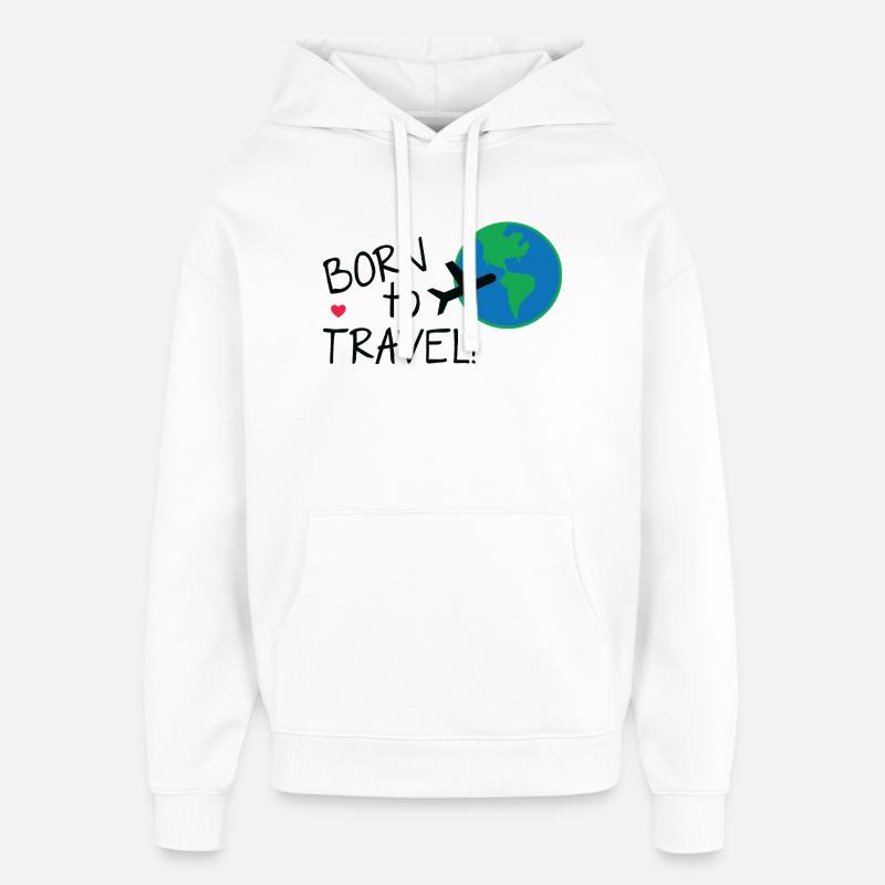 Né pour voyager dans le monde - Sweat à capuche unisexe Stanley/Stella Oversized - blanc