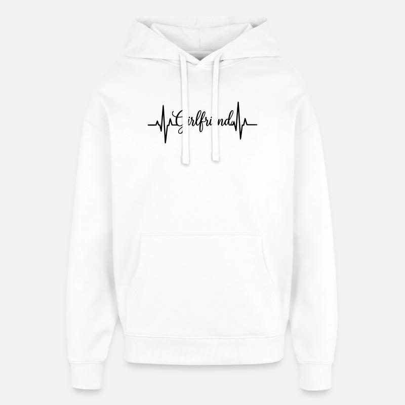 Girlfriend Heartbeat – Trait romantique d’amour - Sweat à capuche unisexe Stanley/Stella Oversized - blanc